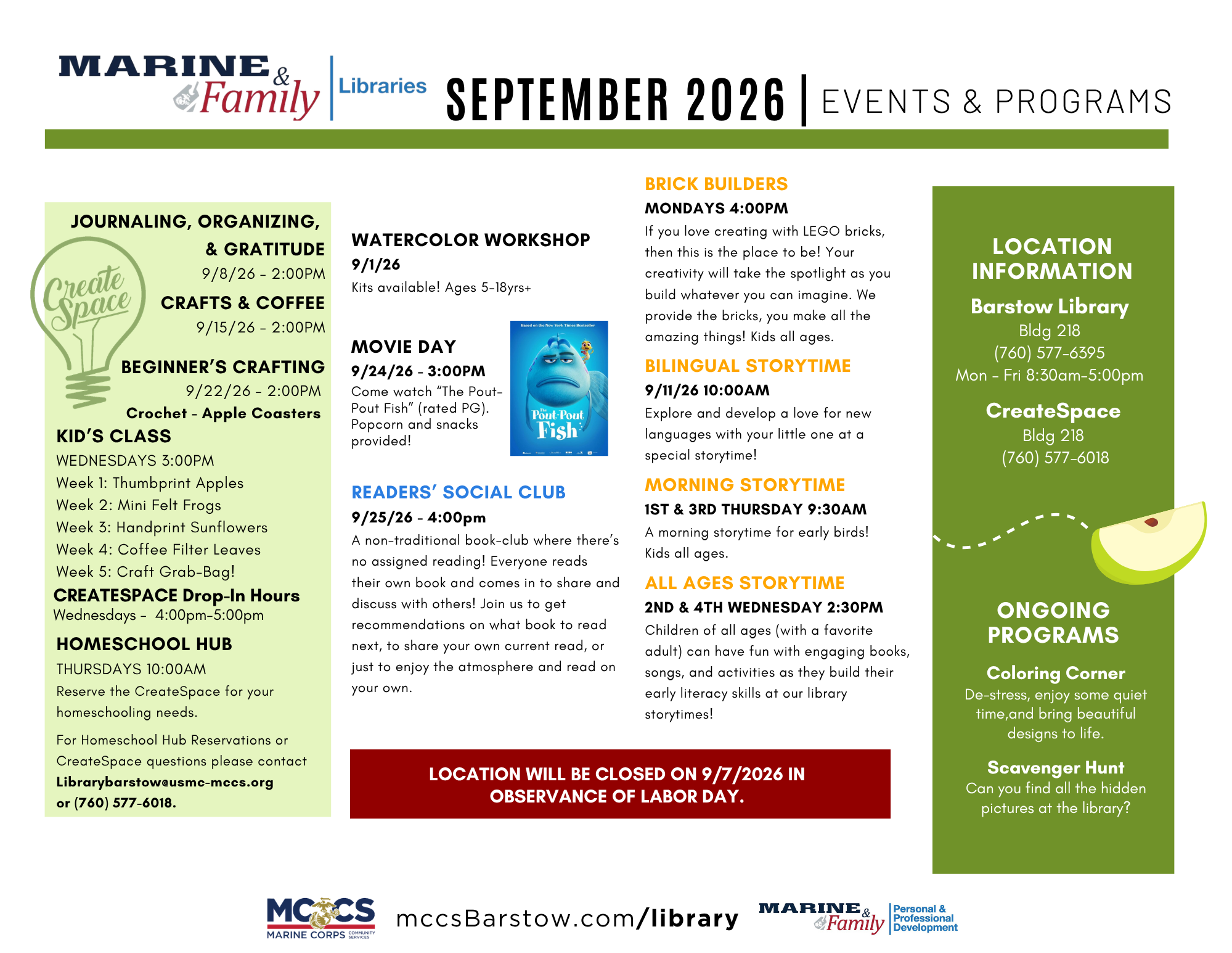 Library September 2026 Calendar #2